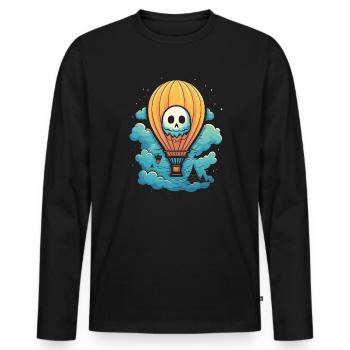 Ballon Halloween Süßes oder Saures Spooky Boo Ghost - Männer Premium Bio Langarmshirt - Schwarz - Vorne - Nico (187cm)