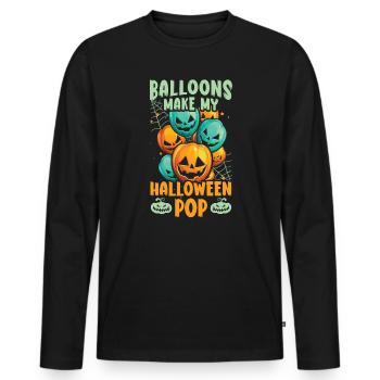 Balloon Halloween Trick Or Treat Spooky Boo Ghost - Men's Premium Organic Long Sleeve Shirt - black - Front - Nico (187cm)