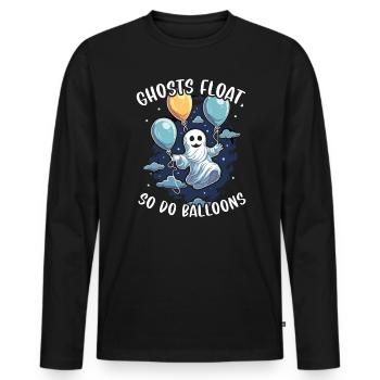 Ballon Halloween Süßes oder Saures Spooky Boo Ghost - Männer Premium Bio Langarmshirt - Schwarz - Vorne - Nico (187cm)
