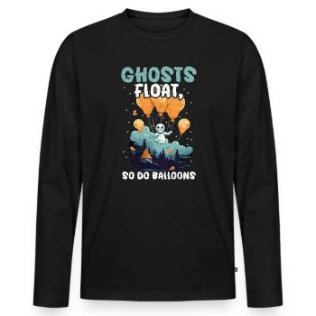 Ballon Halloween Süßes oder Saures Spooky Boo Ghost - Männer Premium Bio Langarmshirt - Schwarz - Vorne - Nico (187cm)