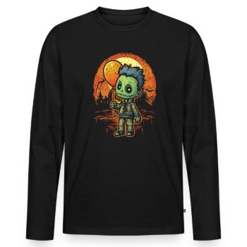 Ballon Halloween Süßes oder Saures Spooky Boo Ghost - Männer Premium Bio Langarmshirt - Schwarz - Vorne - Nico (187cm)