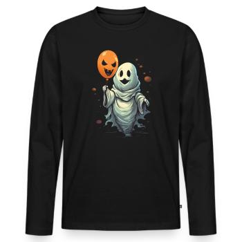 Ballon Halloween Süßes oder Saures Spooky Boo Ghost - Männer Premium Bio Langarmshirt - Schwarz - Vorne - Nico (187cm)