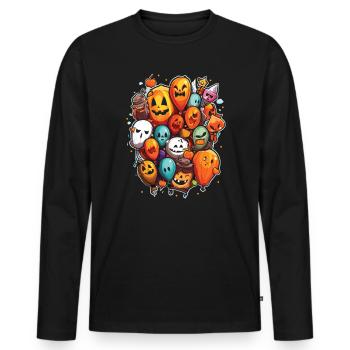 Ballon Halloween Süßes oder Saures Spooky Boo Ghost - Männer Premium Bio Langarmshirt - Schwarz - Vorne - Nico (187cm)