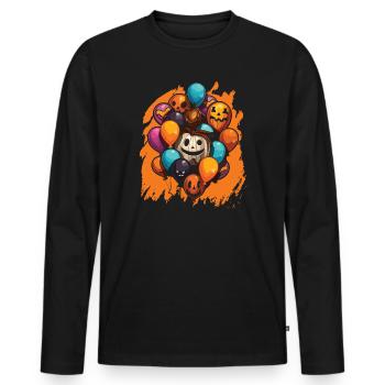 Ballon Halloween Süßes oder Saures Spooky Boo Ghost - Männer Premium Bio Langarmshirt - Schwarz - Vorne - Nico (187cm)