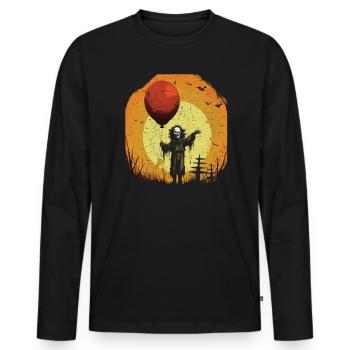 Ballon Halloween Süßes oder Saures Spooky Boo Ghost - Männer Premium Bio Langarmshirt - Schwarz - Vorne - Nico (187cm)