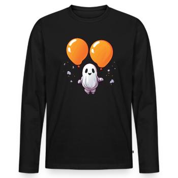 Ballon Halloween Süßes oder Saures Spooky Boo Ghost - Männer Premium Bio Langarmshirt - Schwarz - Vorne - Nico (187cm)
