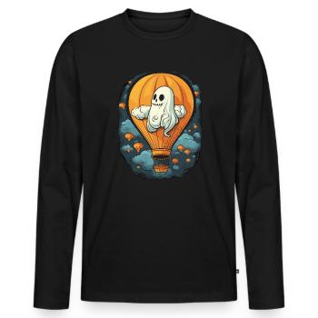 Ballon Halloween Süßes oder Saures Spooky Boo Ghost - Männer Premium Bio Langarmshirt - Schwarz - Vorne - Nico (187cm)