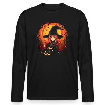 Anime Halloween Kawaii Trick Or Treat Spooky Manga - Men's Premium Organic Long Sleeve Shirt - black - Front - Nico (187cm)