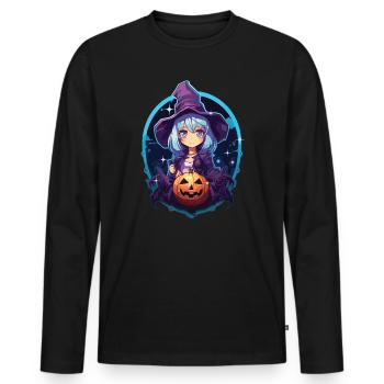 Anime Halloween Kawaii Trick Or Treat Spooky Manga - Men's Premium Organic Long Sleeve Shirt - black - Front - Nico (187cm)