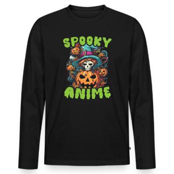 Anime Halloween Kawaii Trick Or Treat Spooky Manga - Men's Premium Organic Long Sleeve Shirt - black - Front - Nico (187cm)