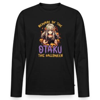 Anime Halloween Kawaii Trick Or Treat Spooky Manga - Men's Premium Organic Long Sleeve Shirt - black - Front - Nico (187cm)