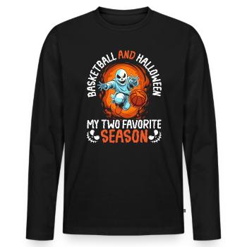 Basketball Halloween Trick Or Treat Spooky Baller - Men's Premium Organic Long Sleeve Shirt - black - Front - Nico (187cm)