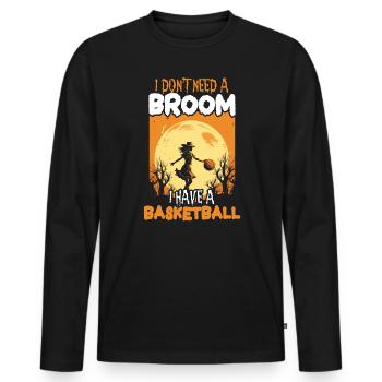 Basketball Halloween Trick Or Treat Spooky Baller - Men's Premium Organic Long Sleeve Shirt - black - Front - Nico (187cm)