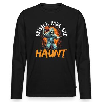 Basketball Halloween Süßes oder Saures Gruseliger Baller - Männer Premium Bio Langarmshirt - Schwarz - Vorne - Nico (187cm)