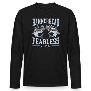 Hammerhead Shark Lover Marine Biology Underwater - T-shirt manches longues Premium bio Homme - noir - Devant - Nico (187cm)