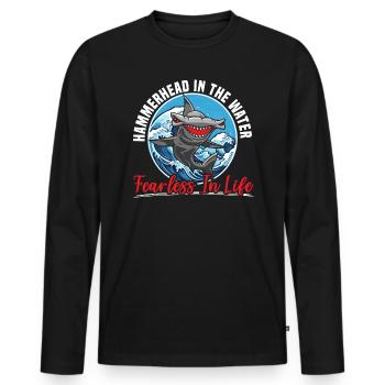Hammerhead Shark Lover Marine Biology Underwater - T-shirt manches longues Premium bio Homme - noir - Devant - Nico (187cm)