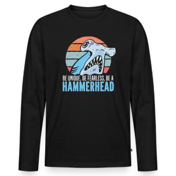 Hammerhead Shark Lover Marine Biology Underwater - T-shirt manches longues Premium bio Homme - noir - Devant - Nico (187cm)