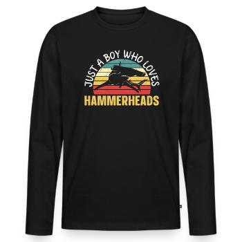 Hammerhead Shark Lover Marine Biology Underwater - T-shirt manches longues Premium bio Homme - noir - Devant - Nico (187cm)