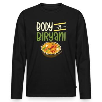 Biryani Lover Indian Food Desifood India Rice - Men's Premium Organic Long Sleeve Shirt - black - Front - Nico (187cm)