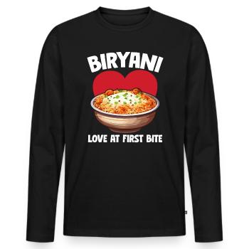 Biryani Lover Indian Food Desifood India Rice - Men's Premium Organic Long Sleeve Shirt - black - Front - Nico (187cm)