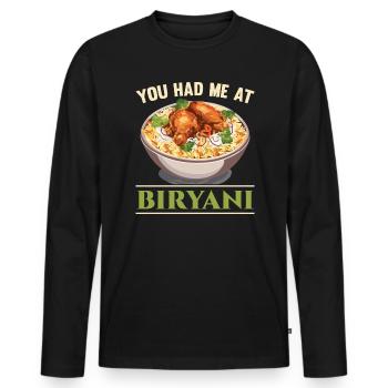 Biryani Lover Indian Food Desifood India Rice - Men's Premium Organic Long Sleeve Shirt - black - Front - Nico (187cm)