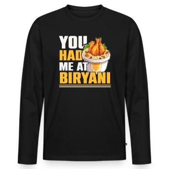 Biryani Lover Indian Food Desifood India Rice - Men's Premium Organic Long Sleeve Shirt - black - Front - Nico (187cm)