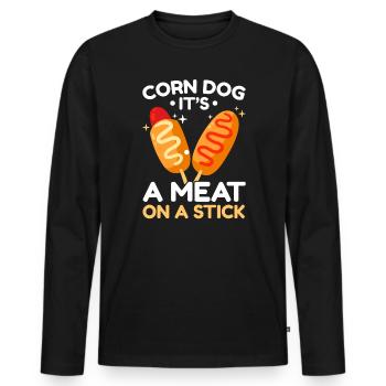 Corn Dog Lover Hot Dog Corndog Sausage Hotdog - Men's Premium Organic Long Sleeve Shirt - black - Front - Nico (187cm)