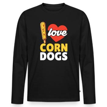 Corn Dog Lover Hot Dog Corndog Sausage Hotdog - Men's Premium Organic Long Sleeve Shirt - black - Front - Nico (187cm)