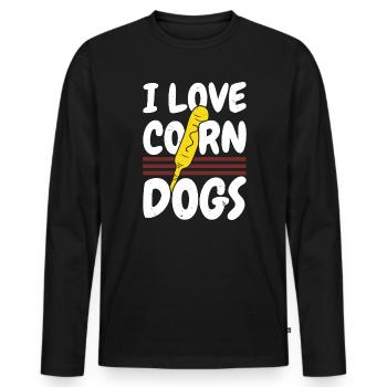 Corn Dog Lover Hot Dog Corndog Sausage Hotdog - Men's Premium Organic Long Sleeve Shirt - black - Front - Nico (187cm)