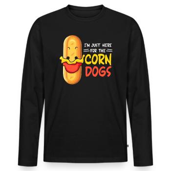 Corn Dog Lover Hot Dog Corndog Sausage Hotdog - Men's Premium Organic Long Sleeve Shirt - black - Front - Nico (187cm)