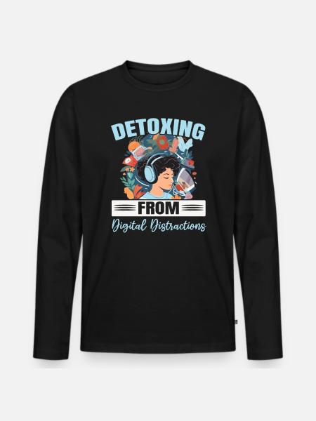 Digital Detox Mobile Phone Fasting Go Offline - Men's Premium Organic Long Sleeve Shirt - black