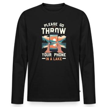 Digital Detox Handy Fasten Go Offline - Männer Premium Bio Langarmshirt - Schwarz - Vorne - Nico (187cm)