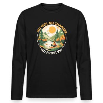 Digital Detox Handy Fasten Go Offline - Männer Premium Bio Langarmshirt - Schwarz - Vorne - Nico (187cm)