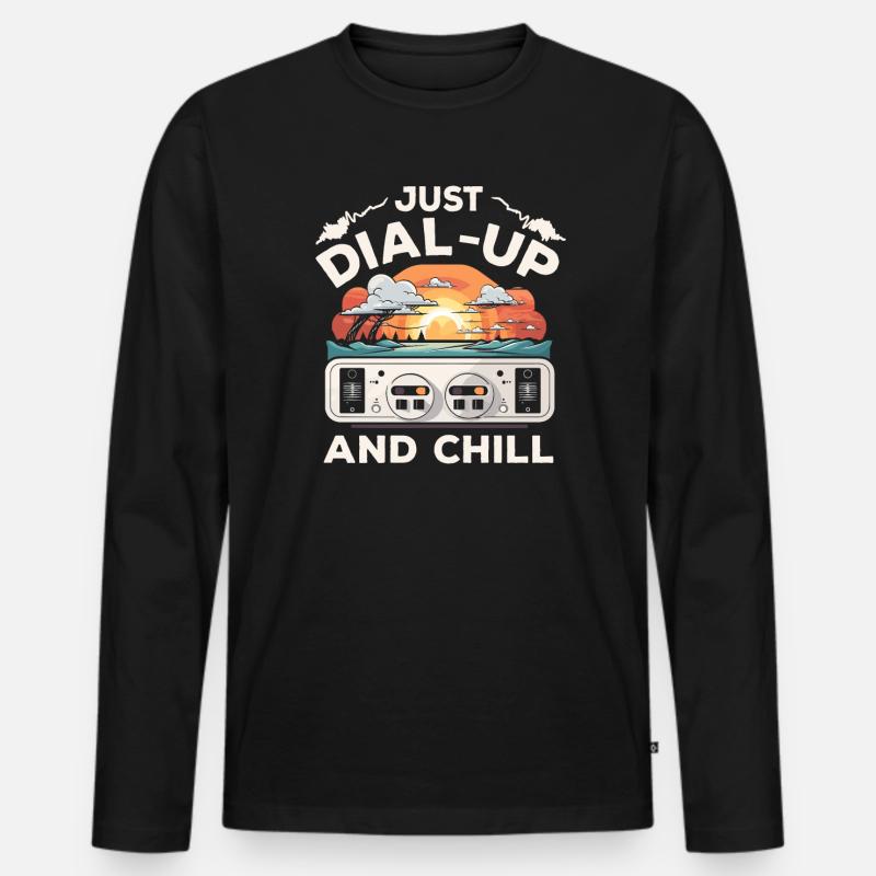 DFÜ-Internetverbindung 90er Computerwitze - Männer Premium Bio Langarmshirt - Schwarz