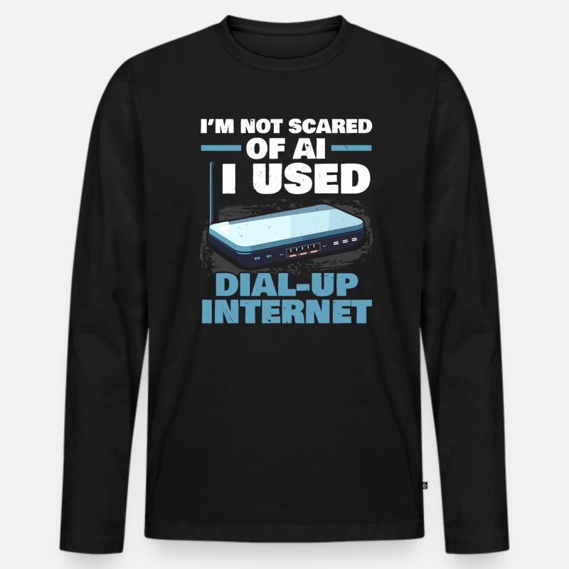 DFÜ-Internetverbindung 90er Computerwitze - Männer Premium Bio Langarmshirt - Schwarz