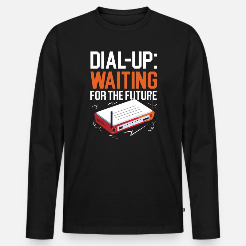 DFÜ-Internetverbindung 90er Computerwitze - Männer Premium Bio Langarmshirt - Schwarz