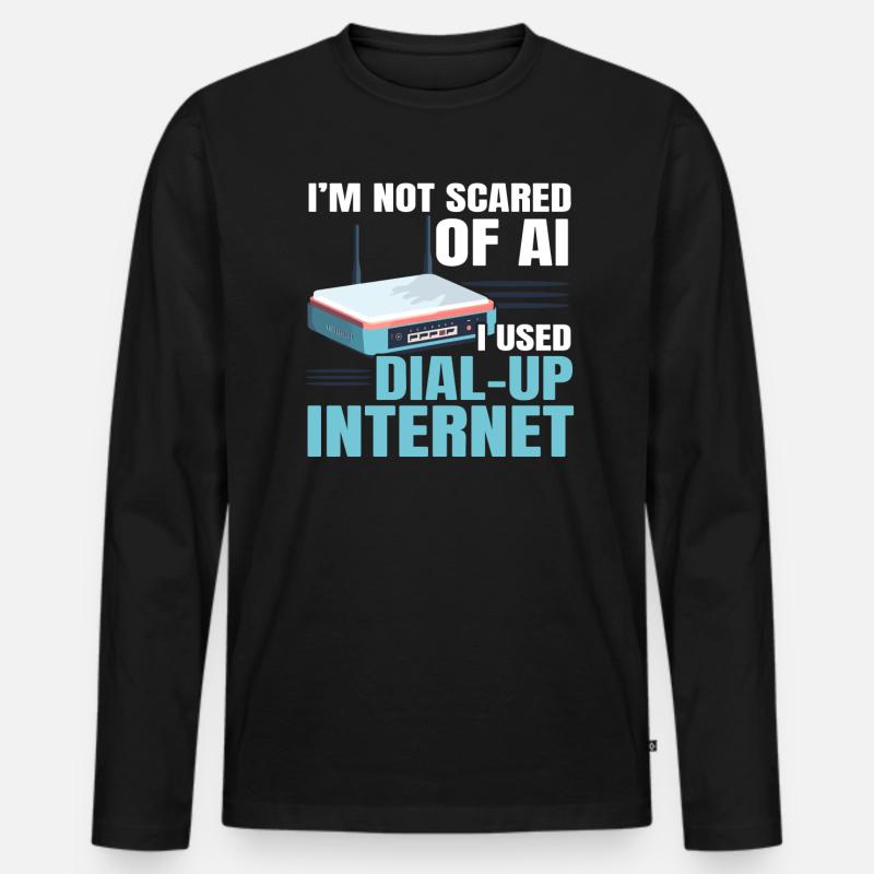 DFÜ-Internetverbindung 90er Computerwitze - Männer Premium Bio Langarmshirt - Schwarz