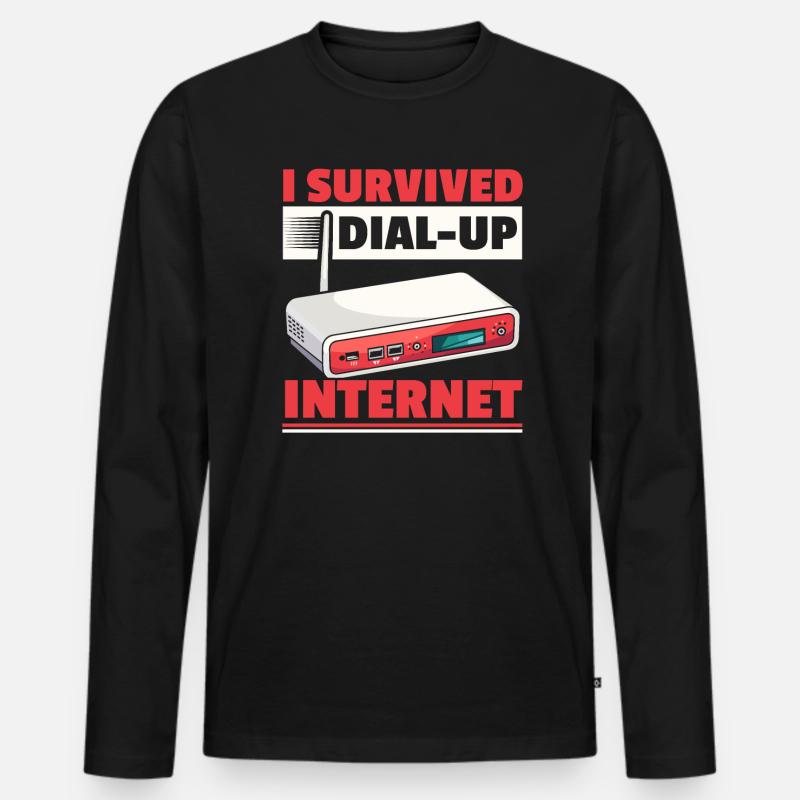 DFÜ-Internetverbindung 90er Computerwitze - Männer Premium Bio Langarmshirt - Schwarz