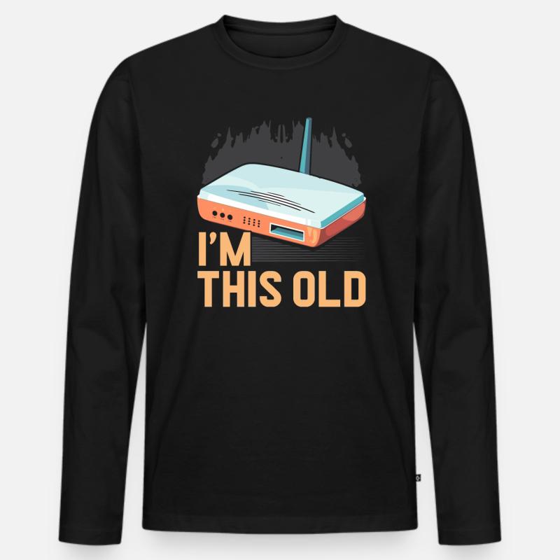 DFÜ-Internetverbindung 90er Computerwitze - Männer Premium Bio Langarmshirt - Schwarz