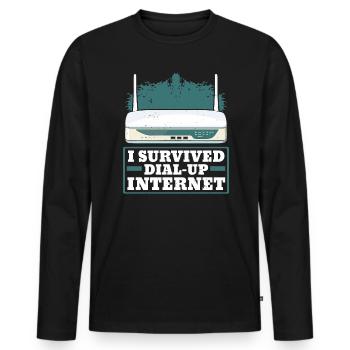 DFÜ-Internetverbindung 90er Computerwitze - Männer Premium Bio Langarmshirt - Schwarz - Vorne - Nico (187cm)