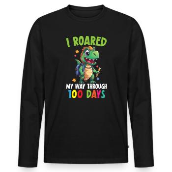 Dinosaur Teacher Paleontology Teaching Dino - Men's Premium Organic Long Sleeve Shirt - black - Front - Nico (187cm)