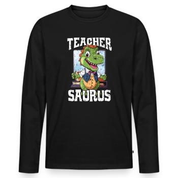 Dinosaur Teacher Paleontology Teaching Dino - Men's Premium Organic Long Sleeve Shirt - black - Front - Nico (187cm)