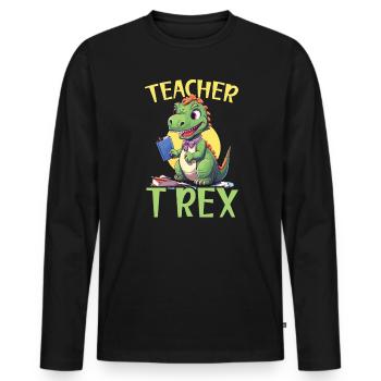 Dinosaur Teacher Paleontology Teaching Dino - Men's Premium Organic Long Sleeve Shirt - black - Front - Nico (187cm)