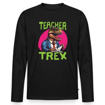 Dinosaur Teacher Paleontology Teaching Dino - Men's Premium Organic Long Sleeve Shirt - black - Front - Nico (187cm)