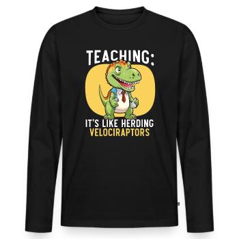 Dinosaur Teacher Paleontology Teaching Dino - Men's Premium Organic Long Sleeve Shirt - black - Front - Nico (187cm)