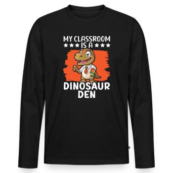 Dinosaur Teacher Paleontology Teaching Dino - Men's Premium Organic Long Sleeve Shirt - black - Front - Nico (187cm)