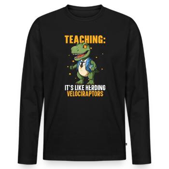 Dinosaur Teacher Paleontology Teaching Dino - Men's Premium Organic Long Sleeve Shirt - black - Front - Nico (187cm)