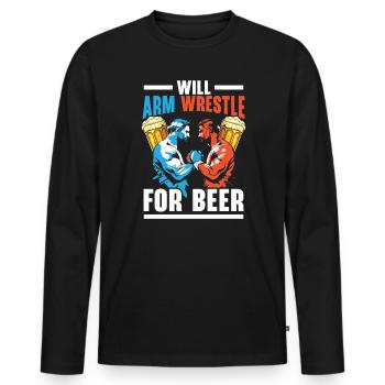 Arm Wrestling Trainer Arm Wrestler Wrist Wrestler - Men's Premium Organic Long Sleeve Shirt - black - Front - Nico (187cm)