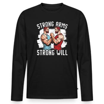 Arm Wrestling Trainer Arm Wrestler Wrist Wrestler - Men's Premium Organic Long Sleeve Shirt - black - Front - Nico (187cm)