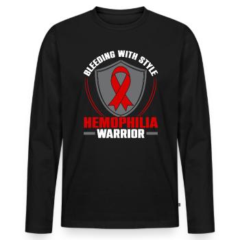 Hemophilie Warrior Disorder Sensibilisation à l’hémophilie - T-shirt manches longues Premium bio Homme - noir - Devant - Nico (187cm)